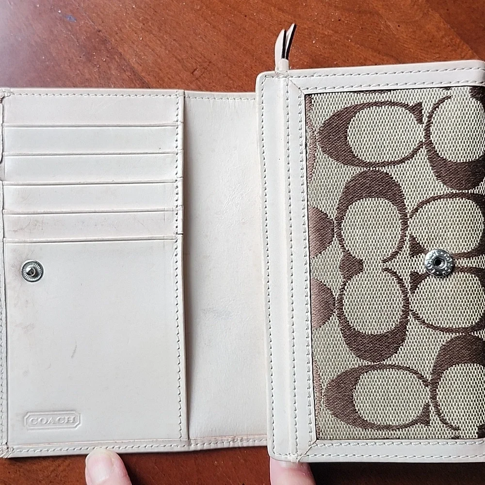 Coach Beige and Brown Canvas Wallet - Picture 5 of 9